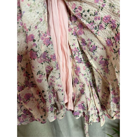 TALULAH Belted Coquette Glam Floral Bouquet Print Swing Mini Dress Sz Medium - Picture 6 of 7